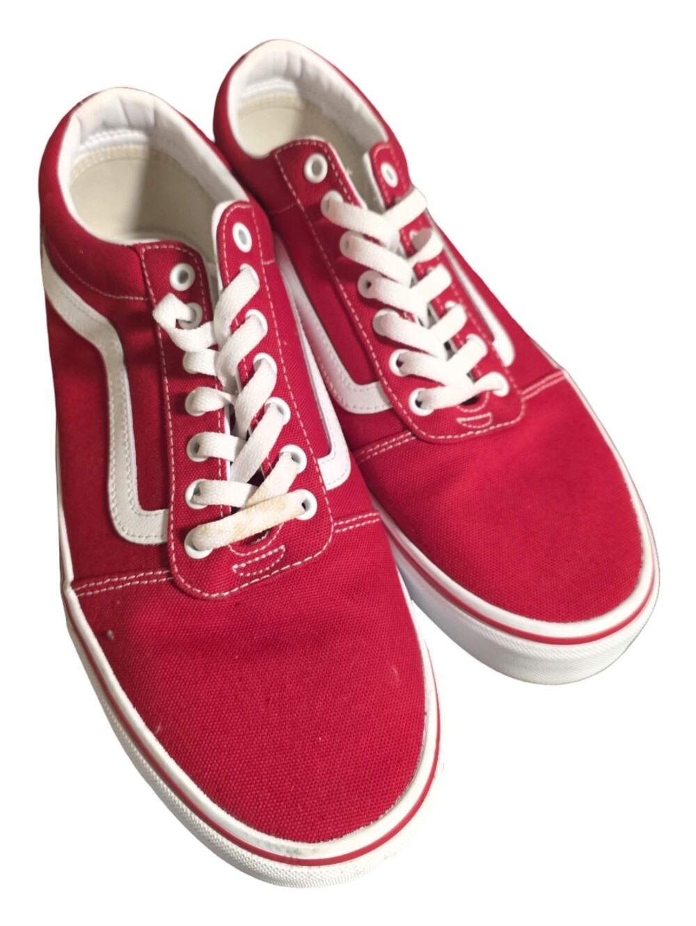 Vans Old Skool Canvas Skate Shoes Unisex Red White Classic Sneakers Size 11.5 M